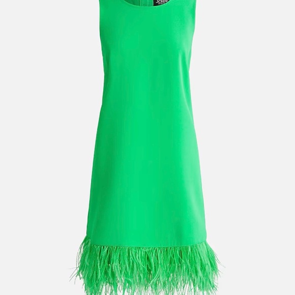 J. Crew Collection Crepe Feather Trim Green Sleeveless Lined Sz M Dress NWT - Picture 14 of 14